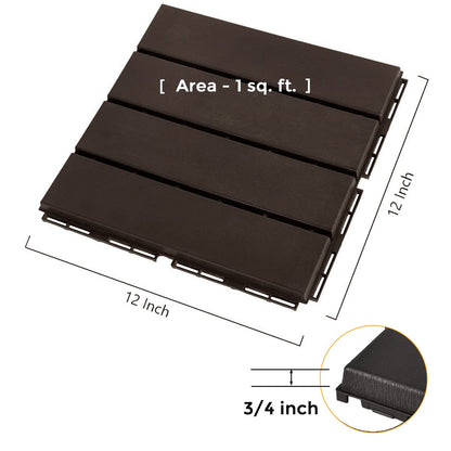 ASTEROUTDOOR - Azulejos entrelazados de plástico impermeable para exteriores, 12 x 12 pulgadas, para patio, jardín, terraza, piscina, interior, exterior, 27 piezas, café