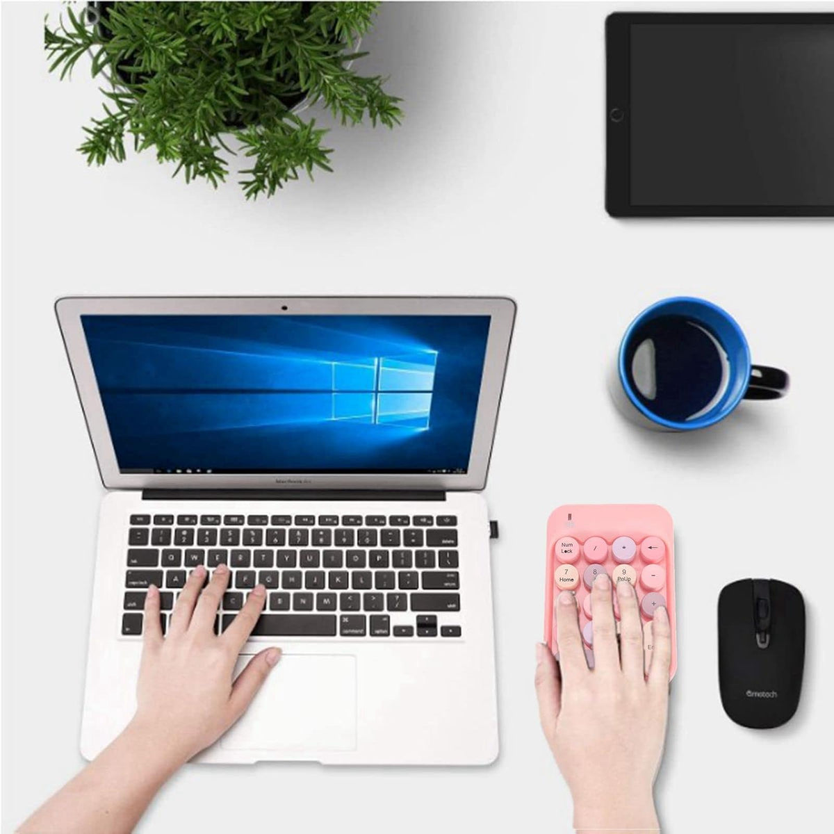 Teclado numérico de 2,4 G, extensiones de teclado de teclado numérico multifunción inalámbricas delgadas de 18 teclas, tecla de chocolate, para computadora portátil/escritorio/PC/portátil (rosa)