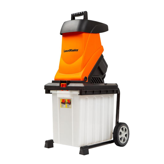 LawnMaster FD1504 - Trituradora eléctrica de madera de 15 amperios con contenedor de colección