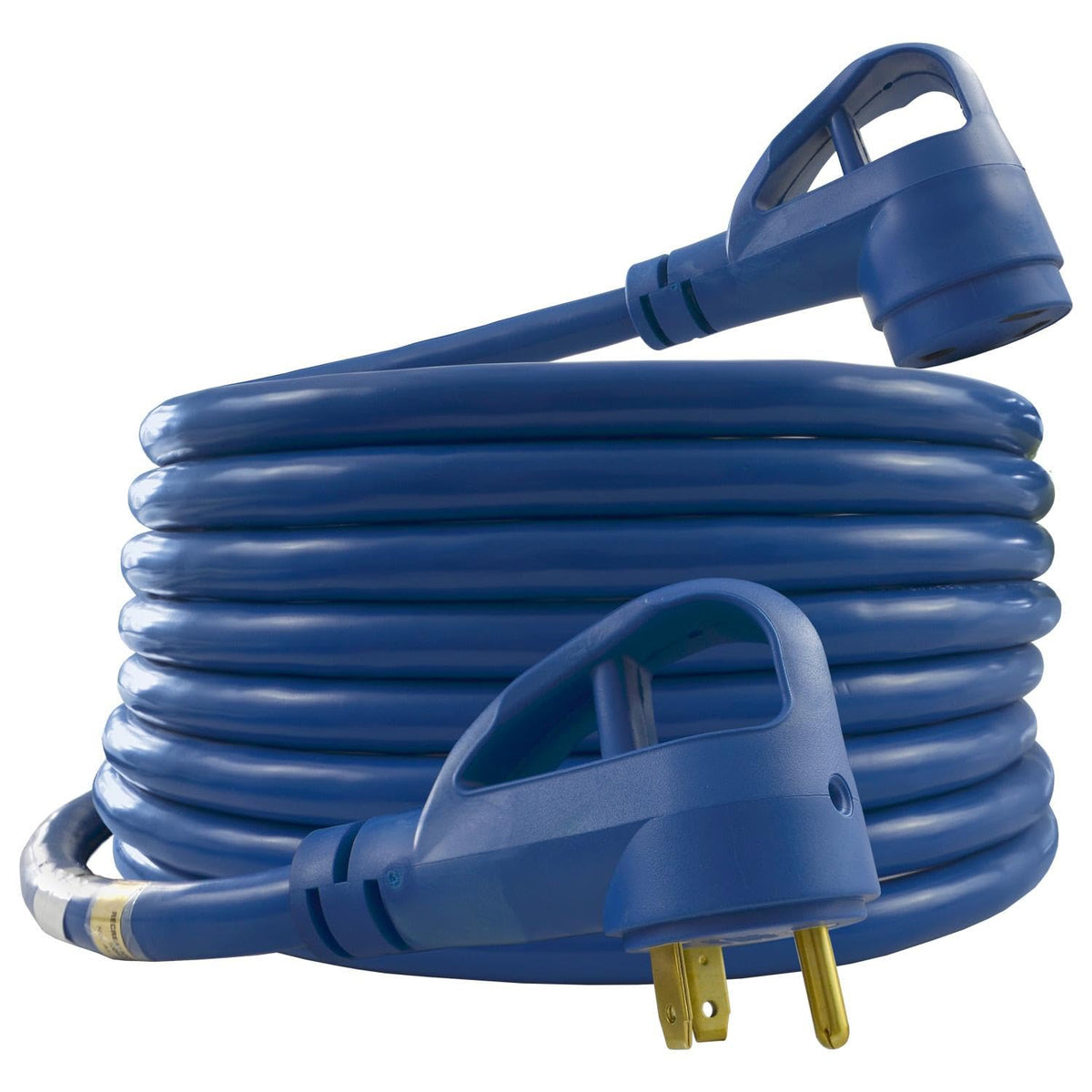 Conntek 30 Amp RV Cables de Extensión, NEMA TT-30, tapón Plano, Azul, 7.6 m | Plug Plano Azul, 7.6 m, 3750 W, Para RVs, Color Azul