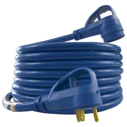 Conntek 30 Amp RV Cables de Extensión, NEMA TT-30, tapón Plano, Azul, 7.6 m | Plug Plano Azul, 7.6 m, 3750 W, Para RVs, Color Azul