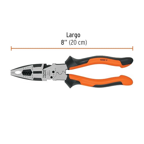 Truper Expert PMU-8EX, Pinza multiuso 8" electricista mango comfort grip