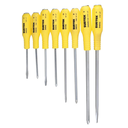 Surtek D400G Juego de 8 Piezas Destornilladores de Golpe, color amarillo