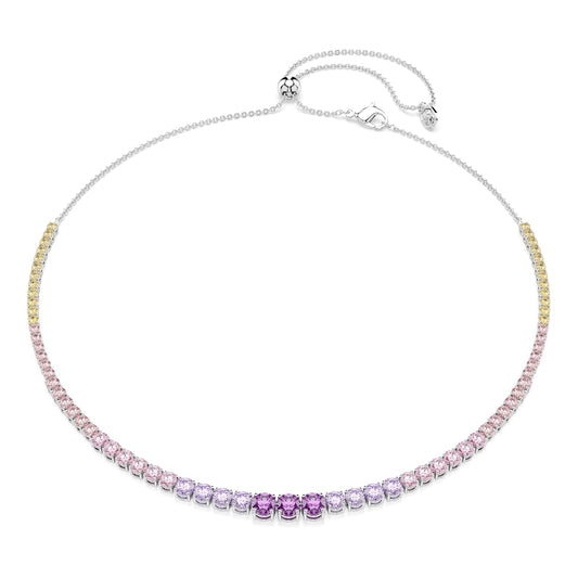 Swarovski Matrix - Collar de tenis, degradado de cortes redondos, multicolor, baño de rodio