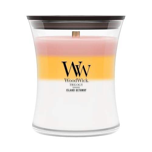 WoodWick Island Getaway - Vela de trilogía de reloj de arena (tamaño mediano)