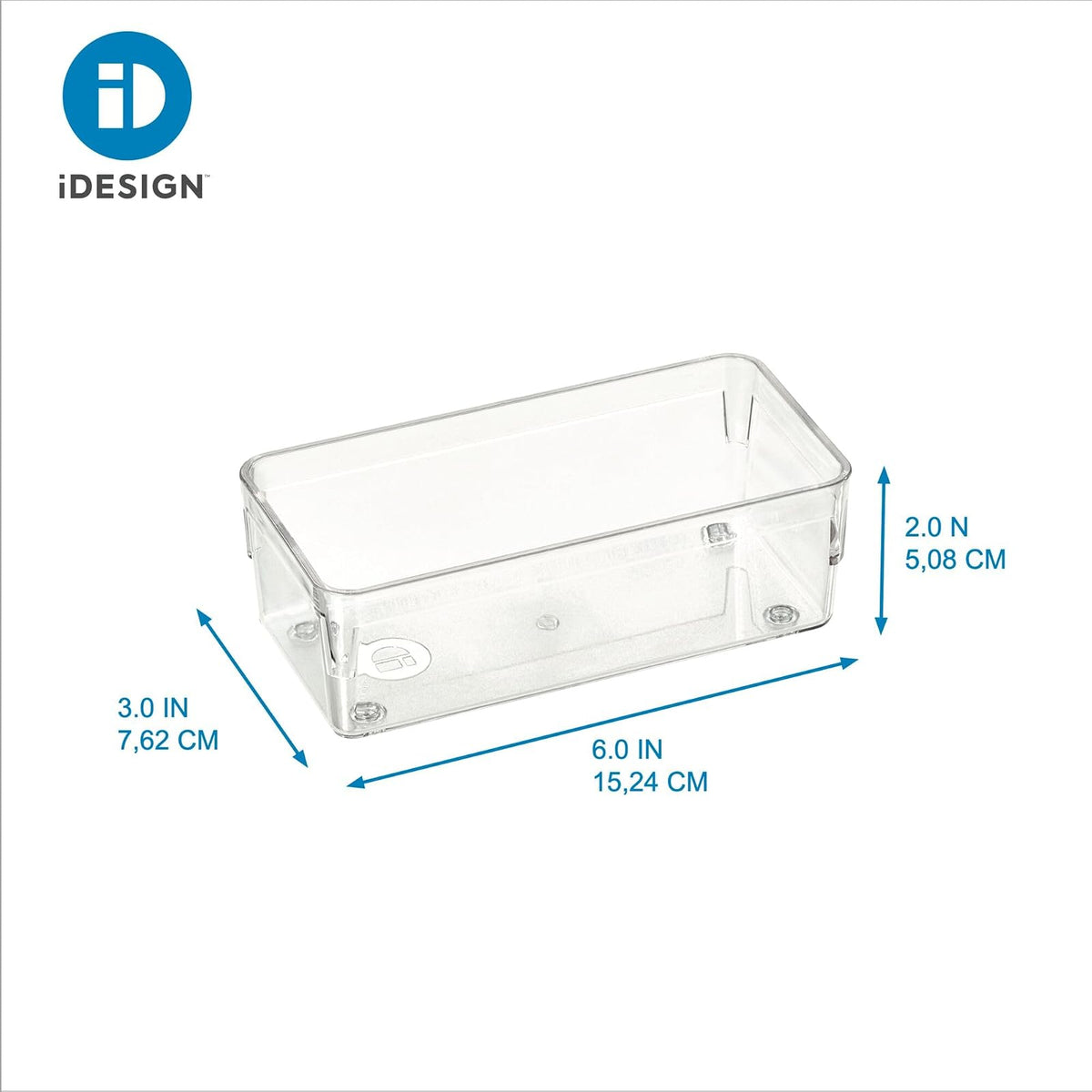 iDesign - Solución organizadora de cajones de plástico reciclado, 3 x 6 x 2 pulgadas, contenedor transparente