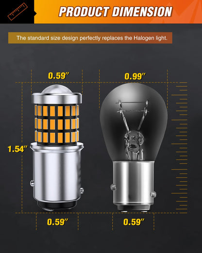 Nilight NI115702-A Foco LED 1157, 2 Unidades, 57 LED Ámbar, BAY15D, para Luces Traseras de Camión/Motocicleta