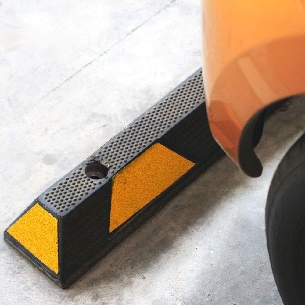 Pyle Tope de Estacionamiento para Garaje, Tope de Piso de Goma Extra Ancho de 183 cm, Resistente para Estacionamientos, Ideal para Vehículos, Camiones, Entradas, Protege Parachoques, Negro