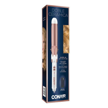 Conair Tenaza con tecnologia de doble ceramica con barril de 1 1/4" cd702gnes Blanco/Rose Gold, 0.38 kilograms, 1 unidad