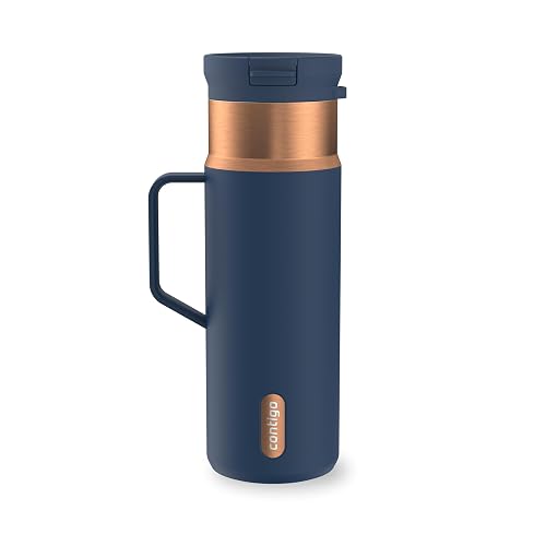 Contigo SnapSeal Botella de agua de acero inoxidable a prueba de fugas de 20 onzas con mango lateral