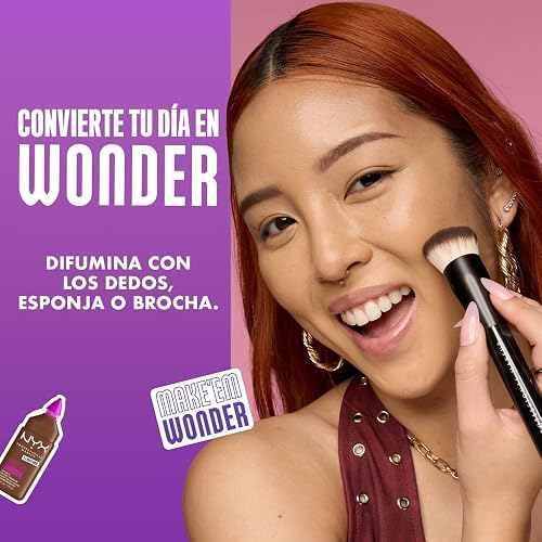 Nyx Professional Makeup, Make 'Em Wonder, Base de Maquillaje para Rostro, Acabado Mate y Resistente al Agua con Fórmula Vegana, Tono Buff (Medio Intenso), 30 ml