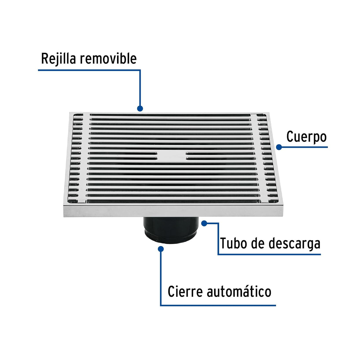 Foset RS-802, Resumidero de Latón, Cuadrado, 6X6', Riviera