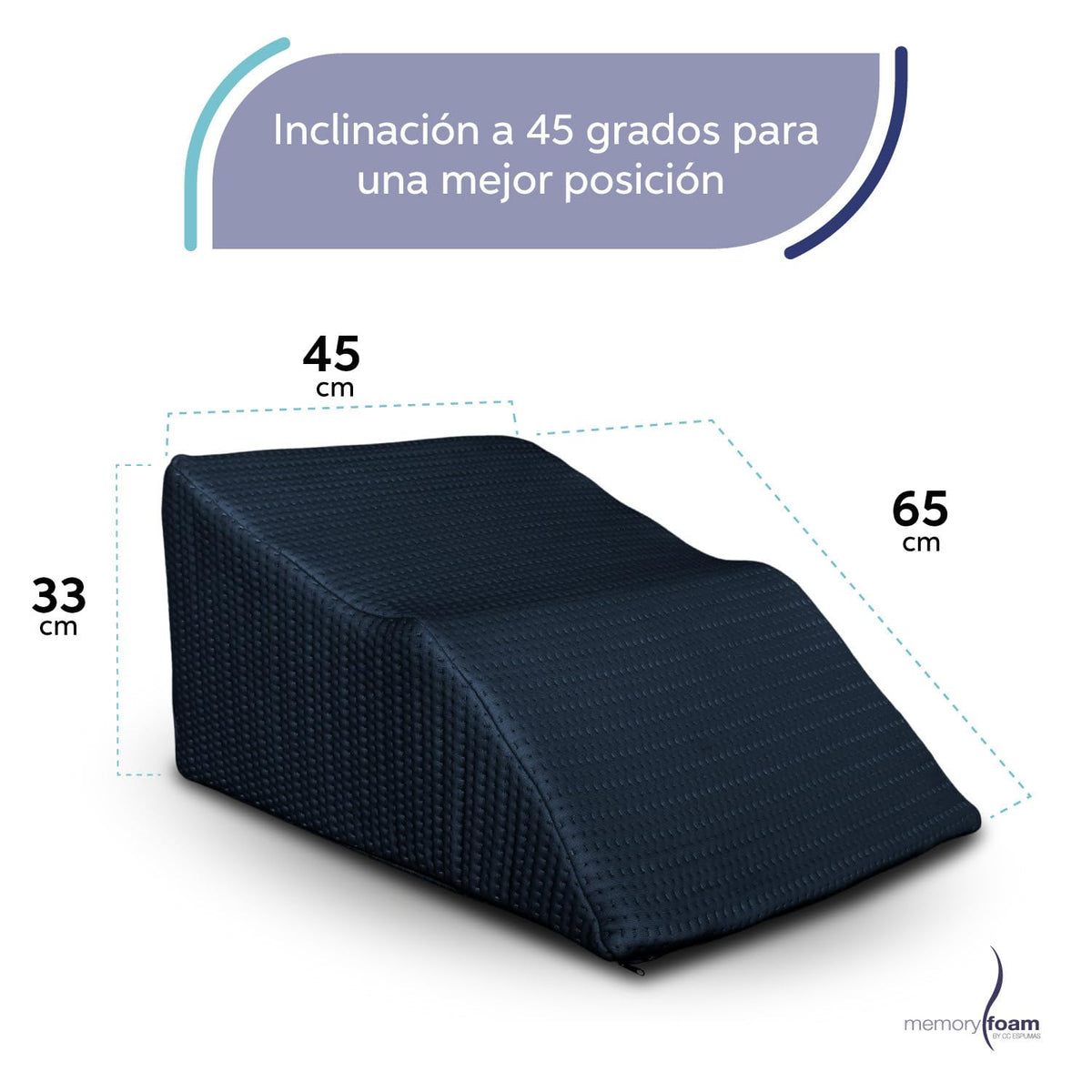 Memory Foam | Cojín Descansa Piernas - Disminuye Varices y Pies Hinchados - Blanco - Medidas 63 x 45 x 30 cm - Hecha