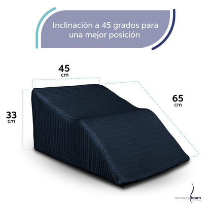 Memory Foam | Cojín Descansa Piernas - Disminuye Varices y Pies Hinchados - Blanco - Medidas 63 x 45 x 30 cm - Hecha