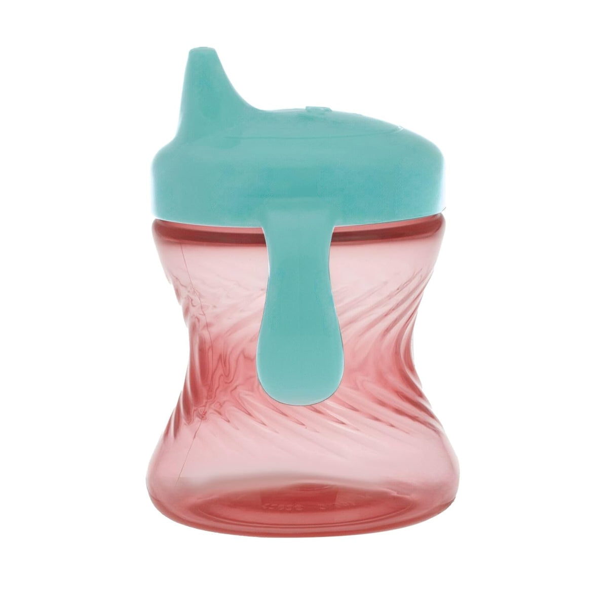 Nuby - Taza para beber con boquilla dura sin derrames de 2 asas con fácil agarre, paquete de 3, 7 onzas, taza para beber con sorbos controlados durante más de 6 meses, color verde/agua/rojo