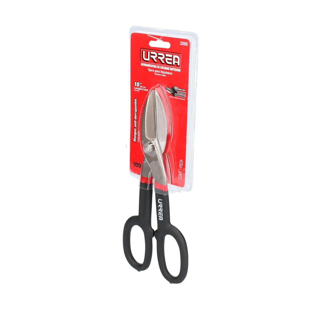 Urrea 320G Tijera para hojalatero con mango rubber grip 10"