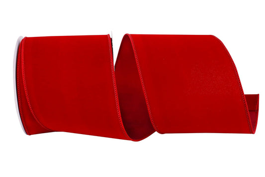 Reliant Ribbon 92270W-908-10F Value - Cinta de terciopelo con borde con cable, 4 pulgadas x 10 yardas, color escarlata