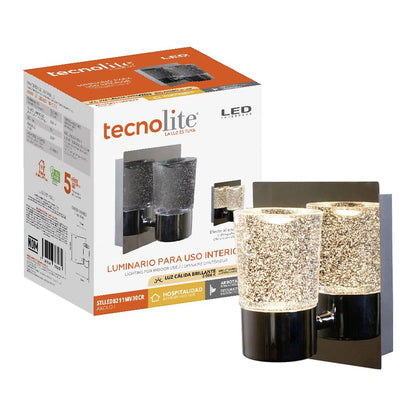 Tecnolite - Lámpara de Pared Arbotante Cristal LED 5.5 W, Luz Cálida Brillante, No atenuable