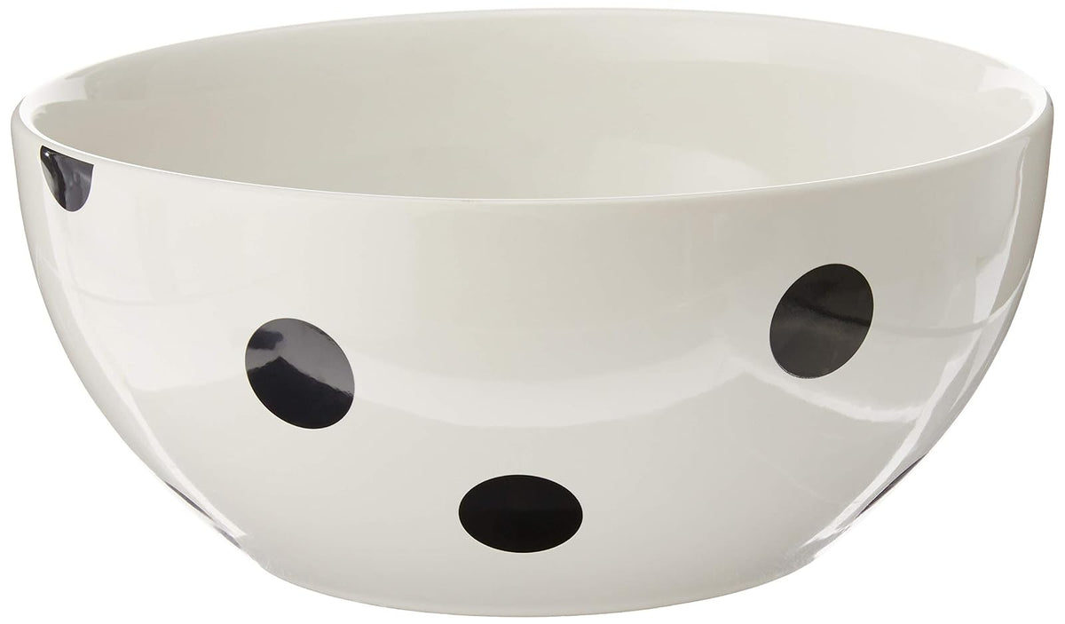 Kate Spade New York All in Good Taste Deco Dot Vajilla de Gres, Blanco y Negro - tazón para servir