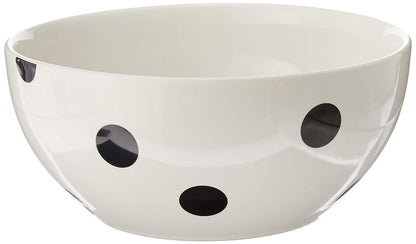 Kate Spade New York All in Good Taste Deco Dot Vajilla de Gres, Blanco y Negro - tazón para servir