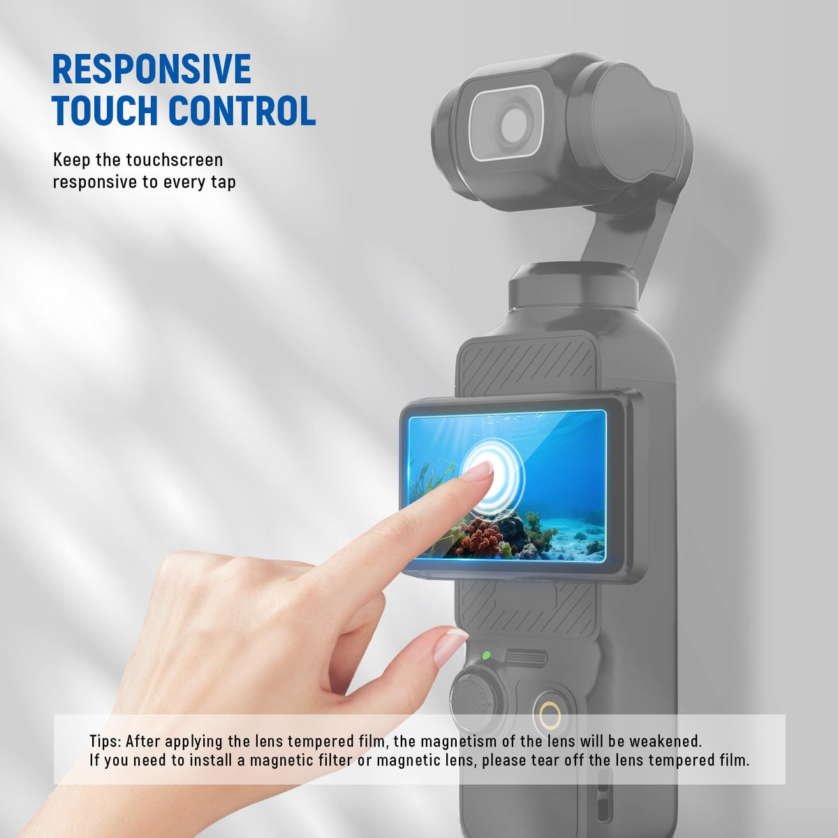 NEEWER Pantalla Protectores Kit (Paquete de 3) Compatible con DJI Osmo Pocket 4 y 3 y Xtra Muse Creator Combo Accesorios, 9H HD Protectora Vidrio Película para Pantalla Táctil & Gimbal Cámara Objetos, CA140
