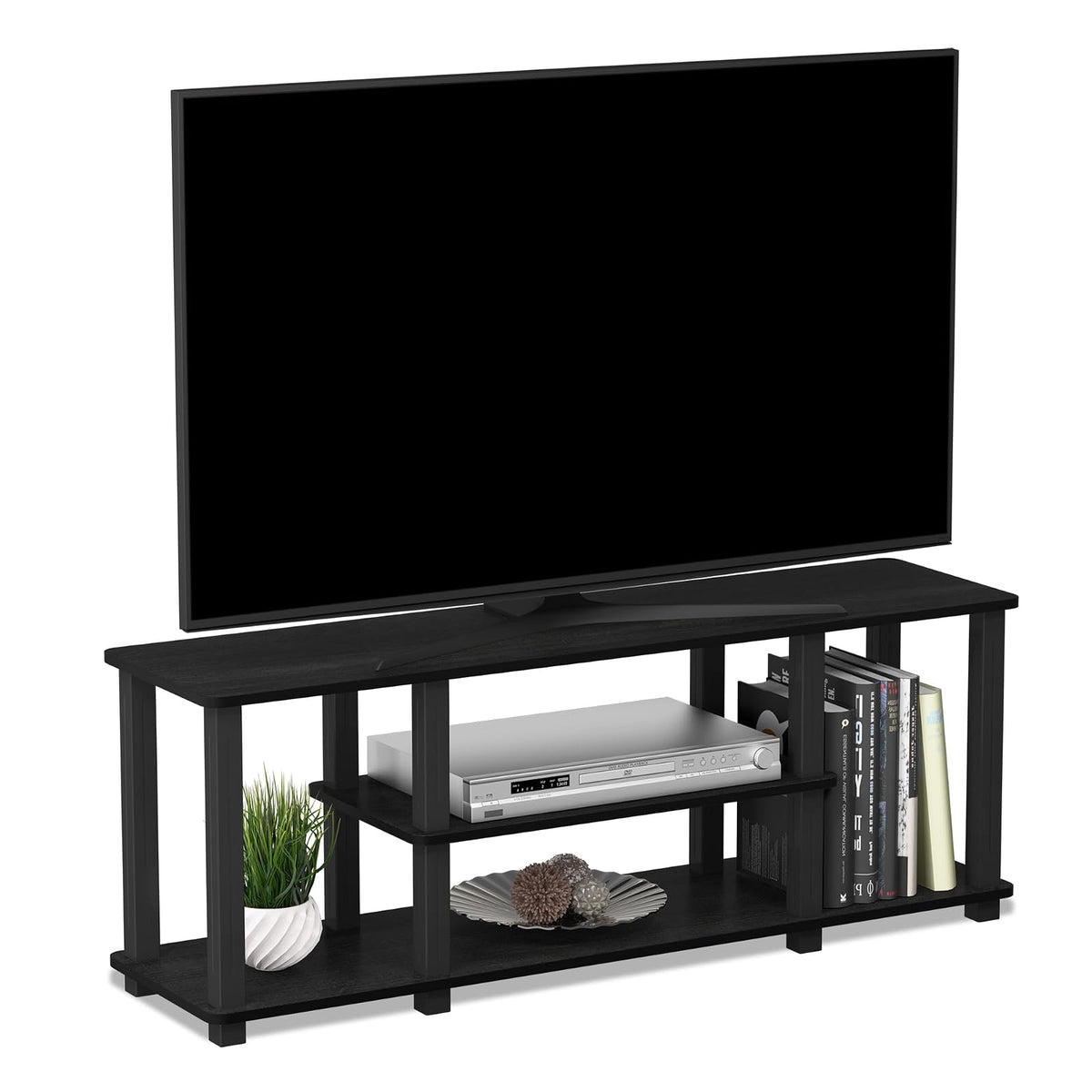 Furinno Turn-N-Tube Centro de Entretenimiento de 3 Niveles - Americano - Negro - One Size