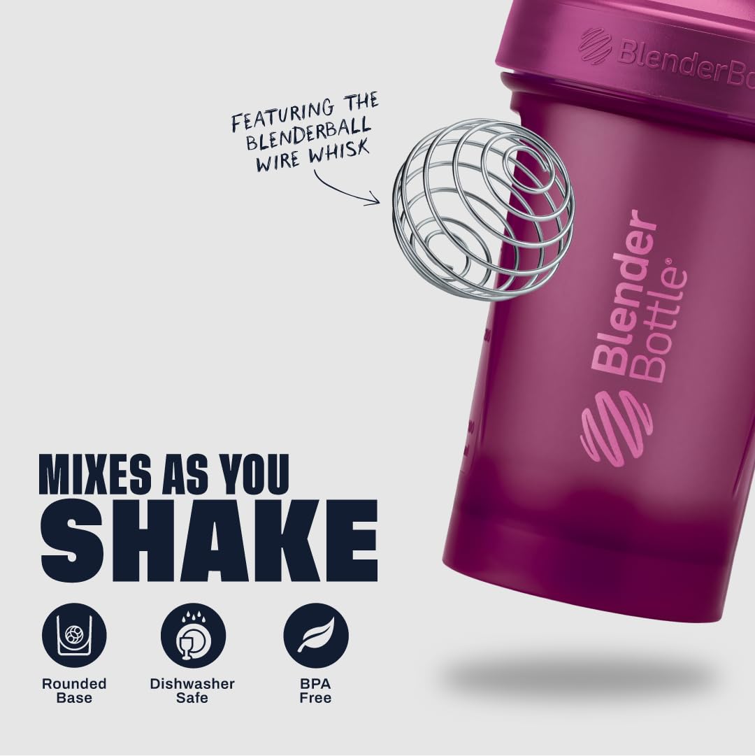 BlenderBottle Classic V2 Paquete de 3 Botellas para batidos de proteína y pre-entrenamiento, 20 onzas, Rojo, Verde y Ciruela.