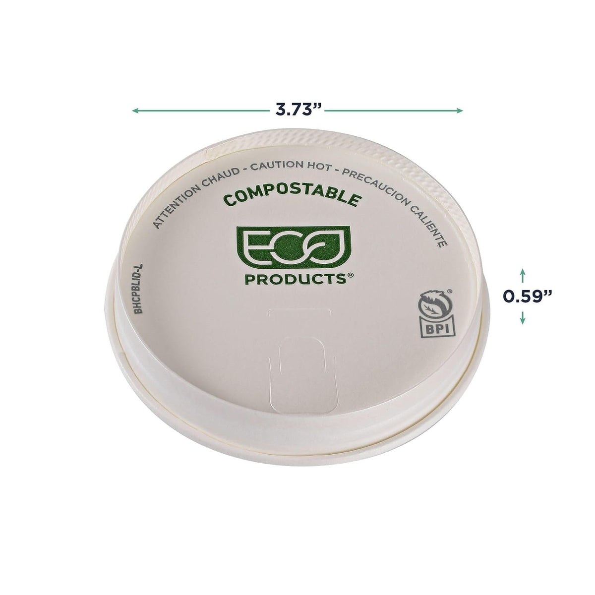 Eco-Products - Tapas de papel compostables para tazas de café, caja de 1000, tapas blancas de rayas verdes, se adapta a tazas calientes de 10 a 20 onzas, forradas con PLA, un material renovable hecho