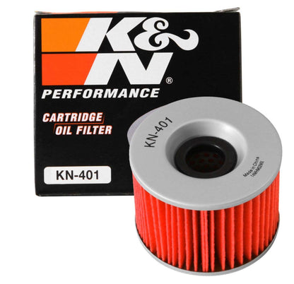 K&N Filtro de Aceite Powersports Cartucho KN-401 para Yamaha, Kawasaki y Honda, Rojo