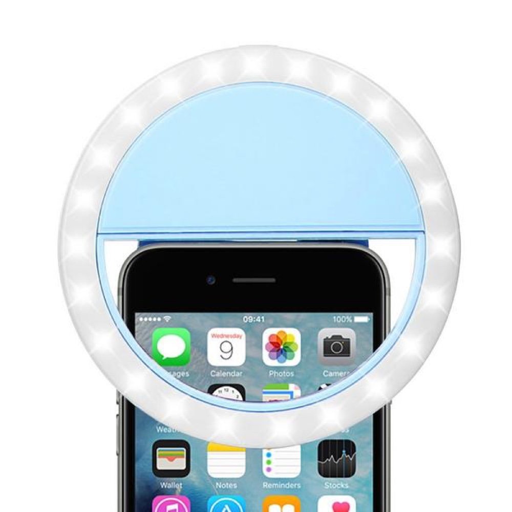 IMPORTADO Lampara Aro con luz Led para Celular con Clip Y/o Selfie (Azul)