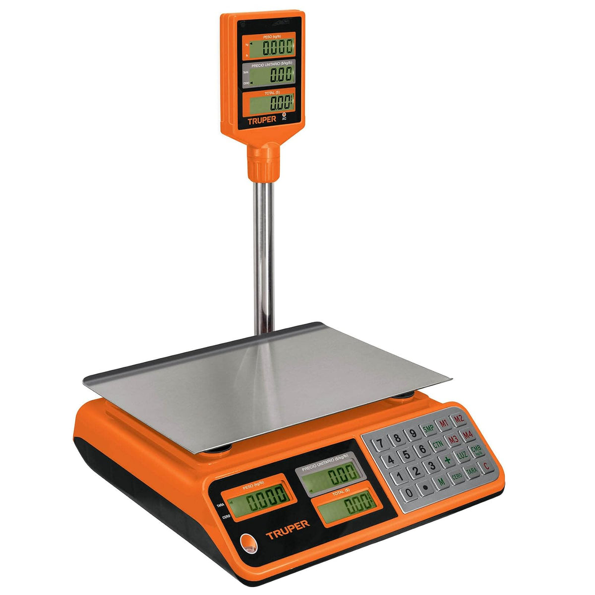 Truper BASE-40T Báscula electrónica multifunciones con torreta, 40 kg