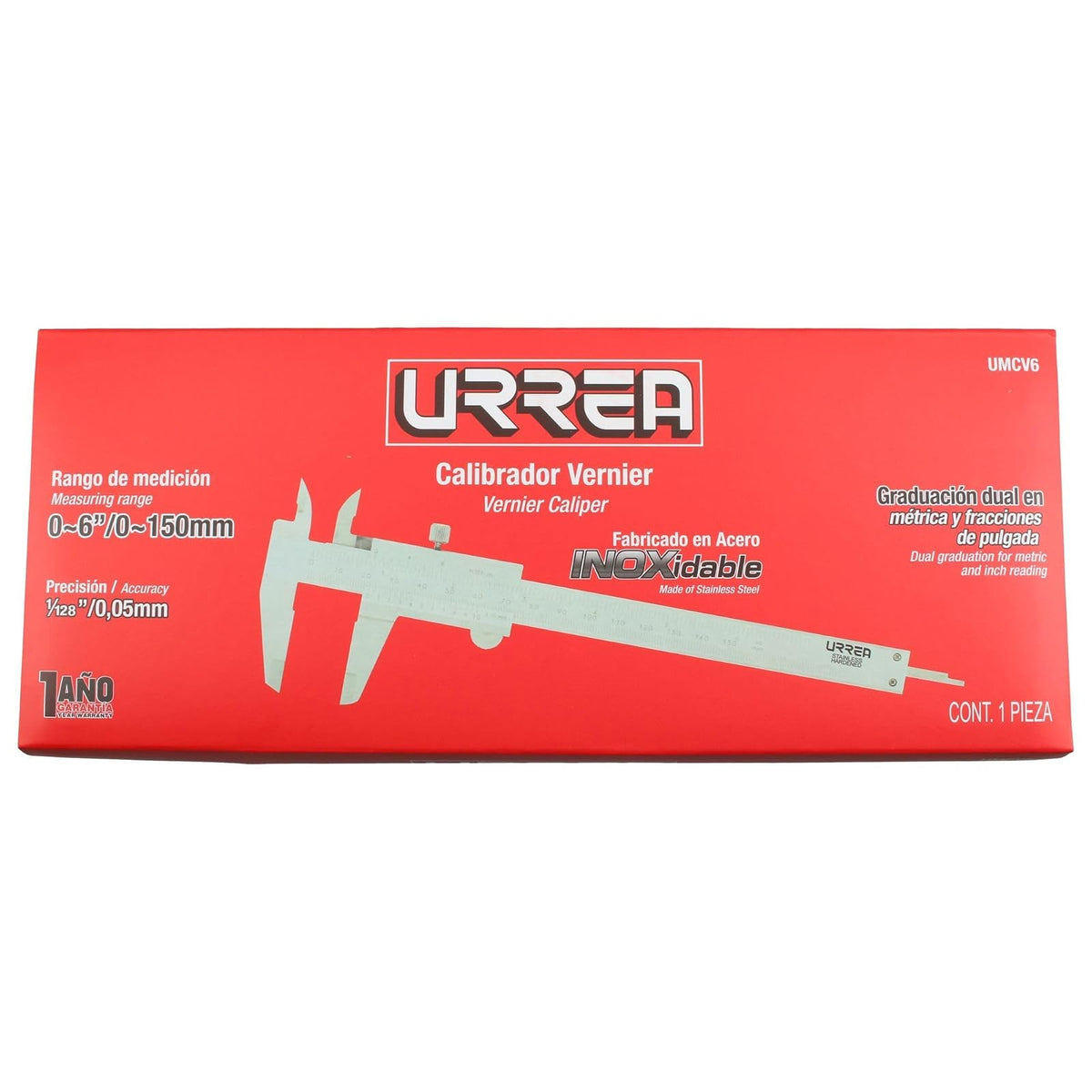 Urrea Herramientas Umcv6 Calibrador Vernier, 0-6" | Acero inoxidable