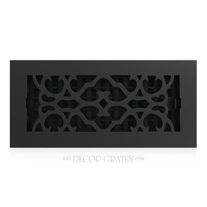 Decor Grates AC408-BLK - Registro victoriano para piso, 4 x 8 pulgadas, hierro fundido, negro - 4 x 10