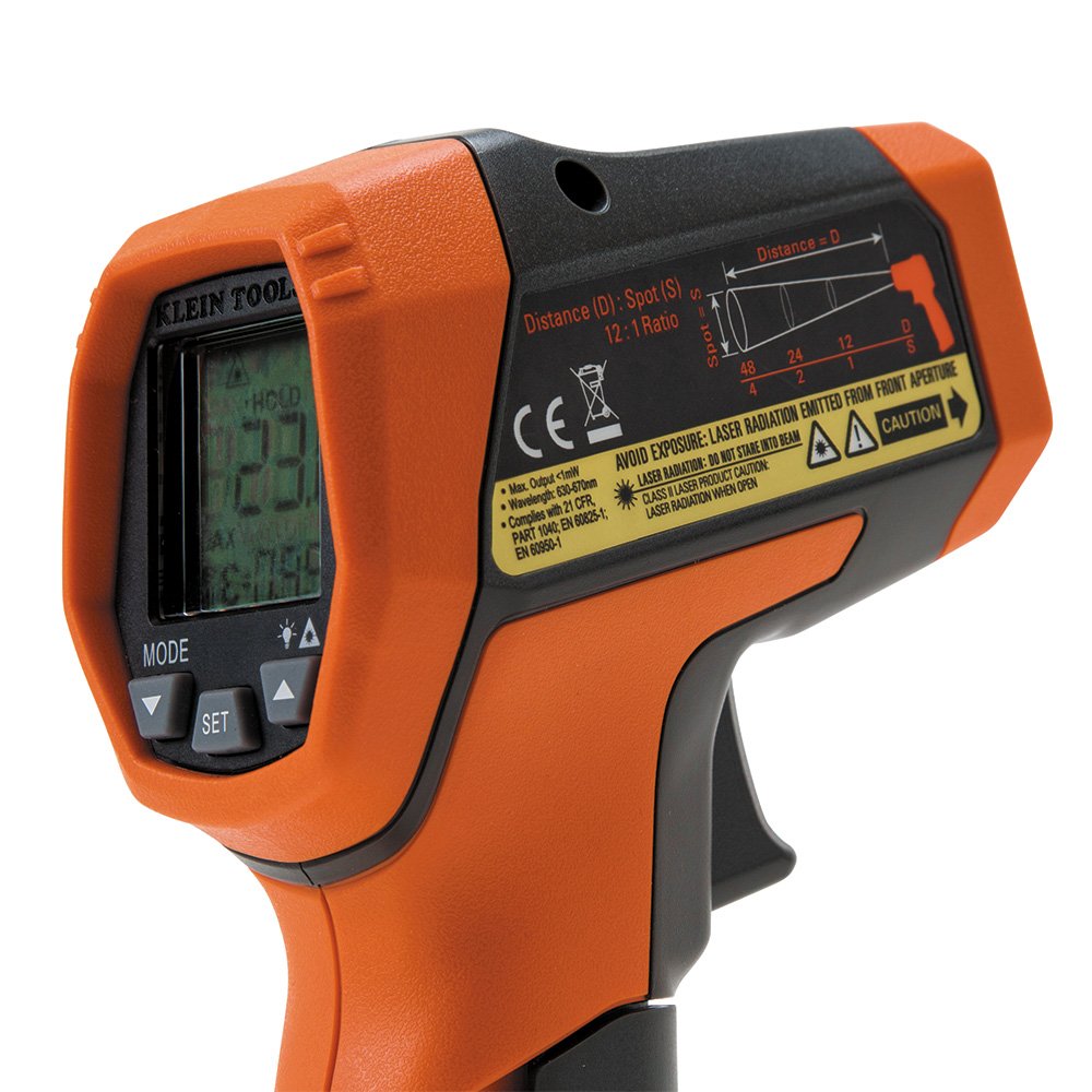 KLEIN TOOLS IR5 | Termómetro Infrarrojo | Doble Láser | Medición Precisa | Termometro de doble láser para medir temperaturas sin contacto de -30 a 400 °C, ideal para trabajos técnicos y eléctricos.
