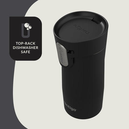 Contigo AUTOSEAL West Loop - Taza de viaje de acero inoxidable aislada al aspiradora con tapa fácil de limpiar, 12 onzas, negro mate