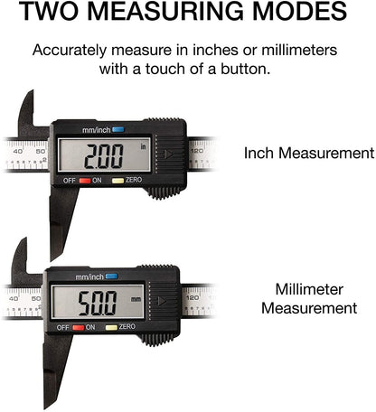 NEIKO 01417A - Pinza digital de 6 pulgadas | Herramienta de medición electrónica | Rango de 0-6 pulgadas o 0-150 mm | Pulgadas y milímetros | visualización LCD grande | Mandíbula de medición externa e
