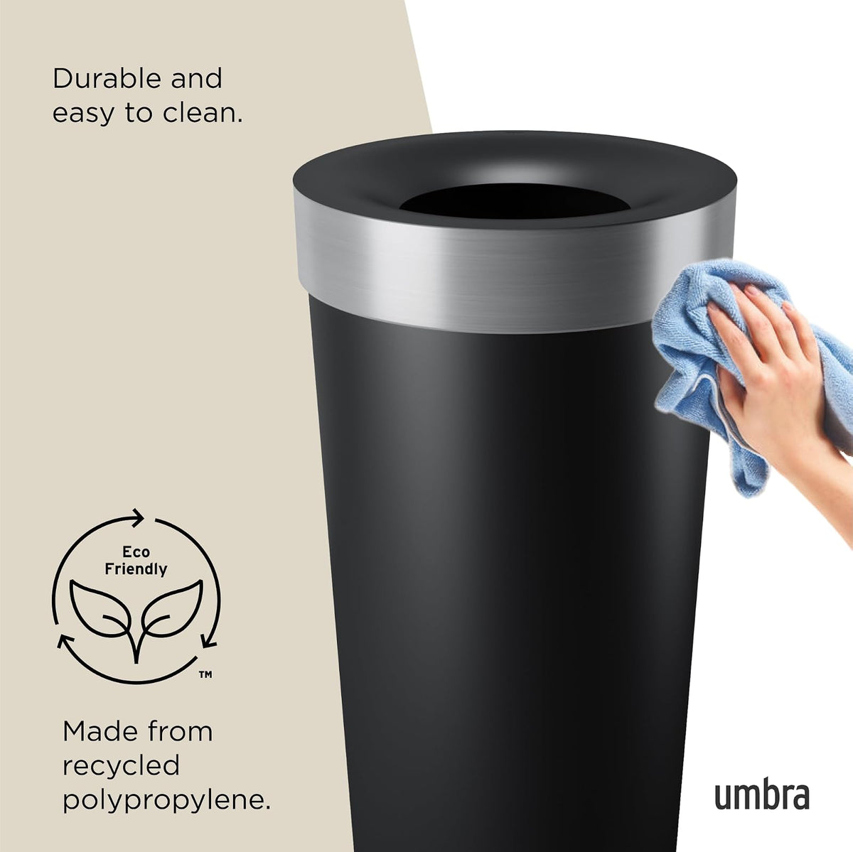 Umbra Vento Bote de basura con capacidad de 62L, Negro/Níquel