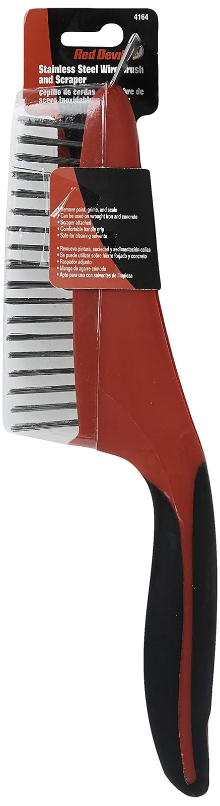 Red Devil 4160 Cepillo de alambre de acero inoxidable de agarre suave de 20.32 cm, 33.02cm (13'')