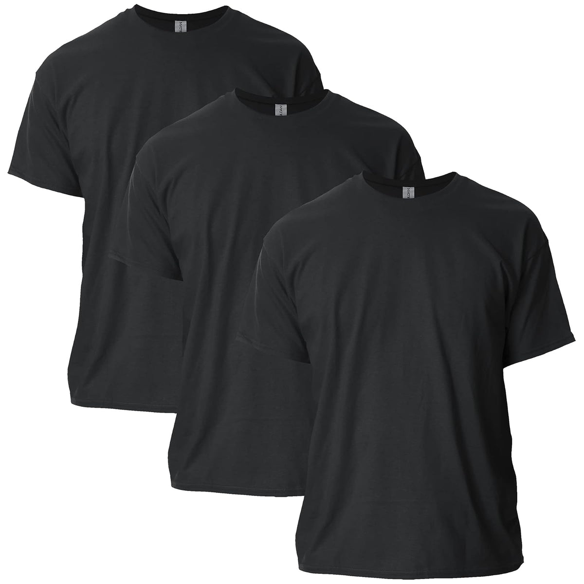 Gildan Playera Ultra Cotton G2000 Multipack para Hombre, Ajuste Clásico - Negro (3 paquetes) - G