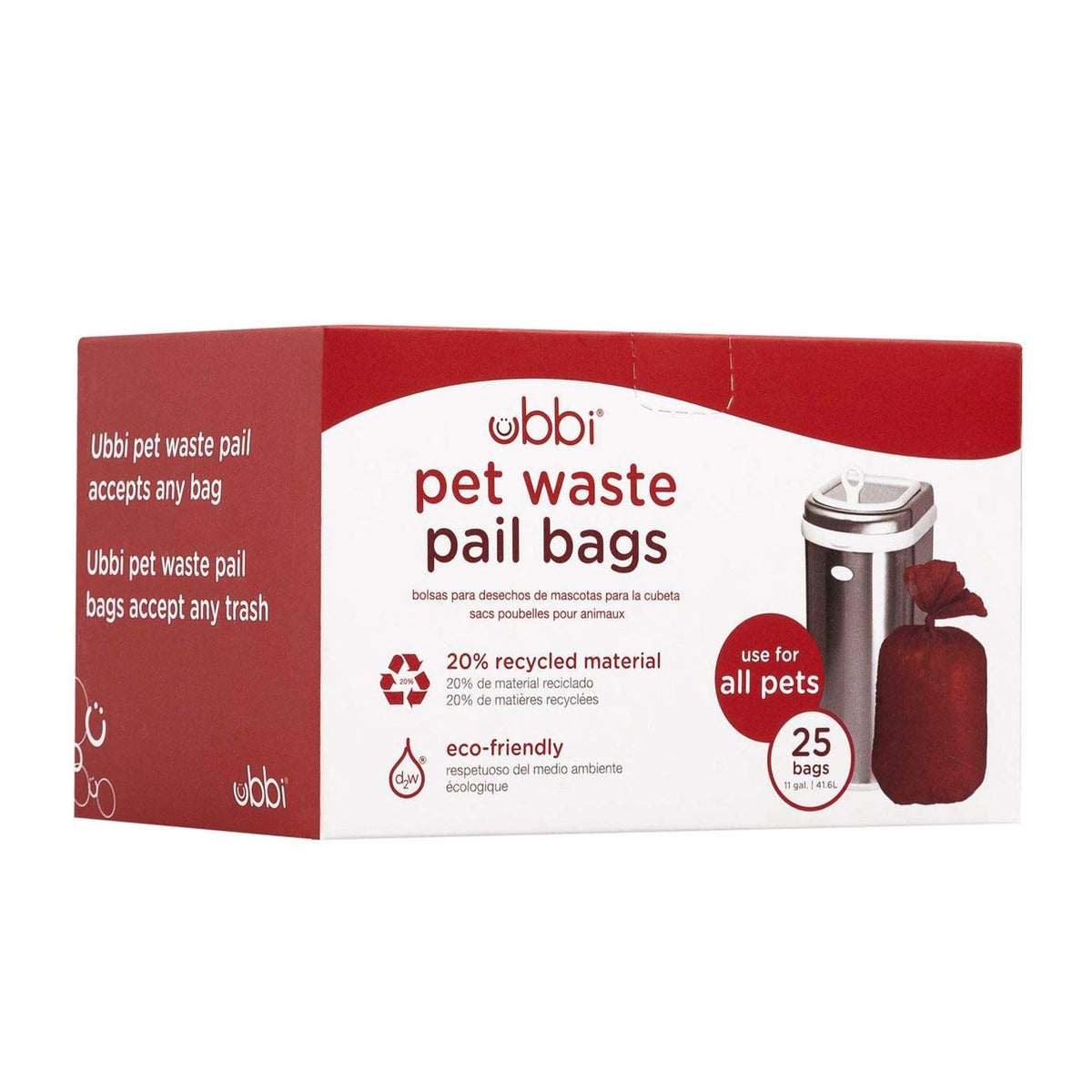 Ubbi Bolsas de basura para mascotas, solución de limpieza para cajas de arena para gatos, bolsas de cubo de arena, paquete económico de 25 unidades