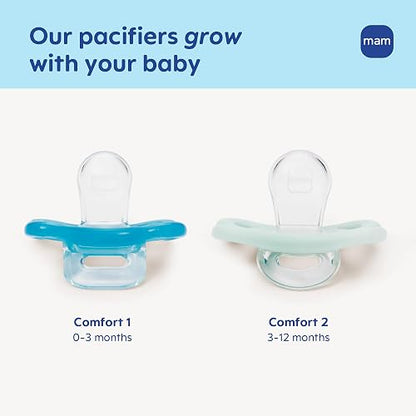 MAM Comfort - Chupón de bebé ligero de silicona de una sola pieza, 2 | Especialmente para bocas recién nacidos más pequeñas, sin BPA, fácil de limpiar, lo mejor para bebés lactantes