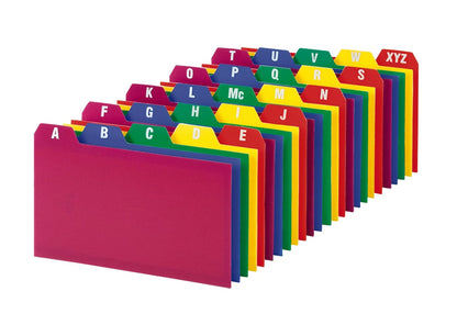 Oxford Guía de Tarjetas de Índice 73153 | 3 x 5 pulgadas, A-Z, pestañas de 1/5 pulgadas, colores surtidos, juego de 25, poly