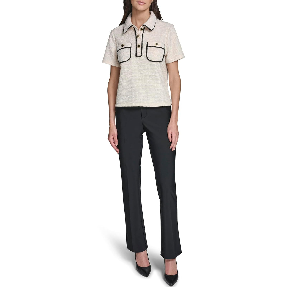 Karl Lagerfeld - Playera de Tweed de Manga Corta para Mujer