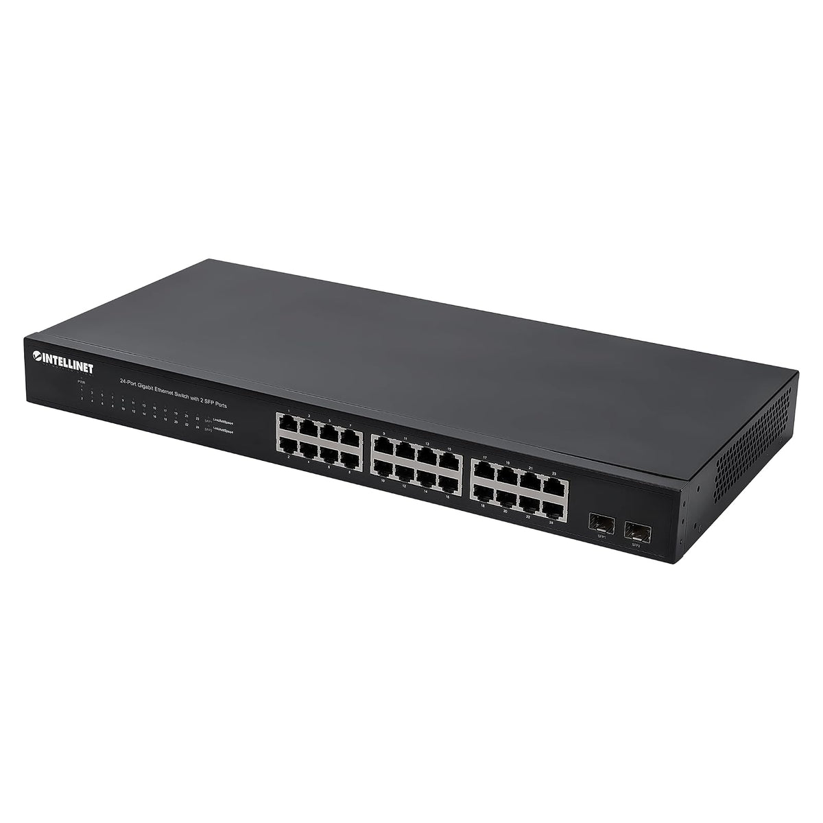 Switch Ethernet 24 Puertos Gigabit con 2 SFP, Conmutador de Red 10/100/1000 para Rack 19 Pulgadas, Network Switch para Servidor, Router, 52 Gbps Intellinet 561044