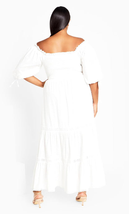 City Chic Vestido de Talla Grande con diseño de Amor Fruncido en Marfil