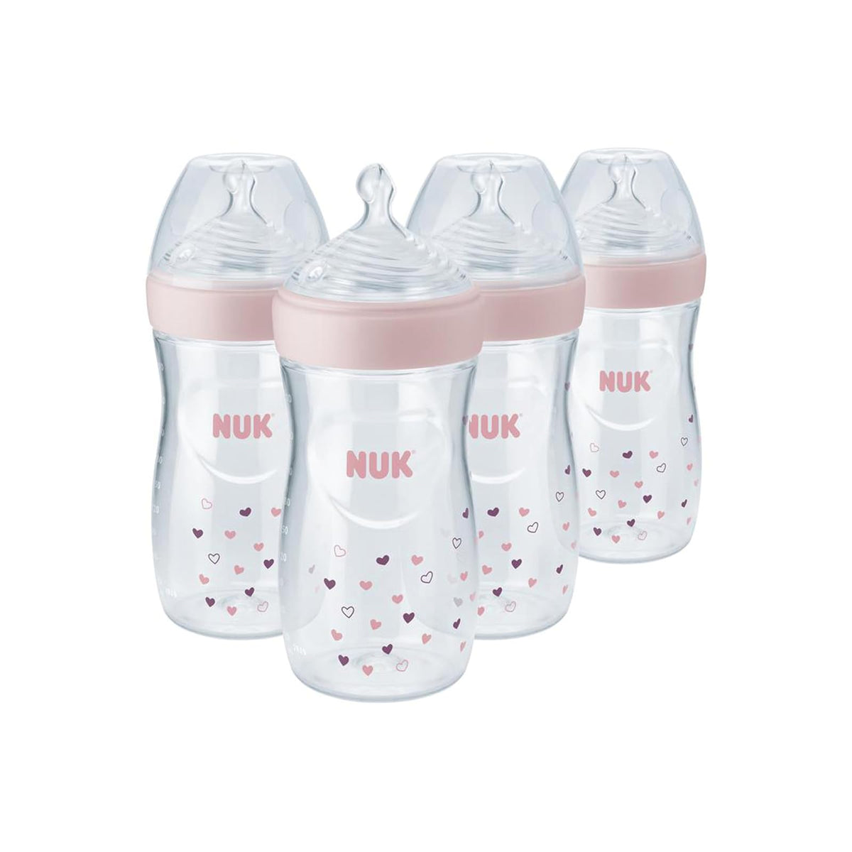 NUK Simply Natural Biberón SafeTemp 9 oz Paquete de 6 - Paquete de 4 - 4 Count (Pack of 1) - Rosado