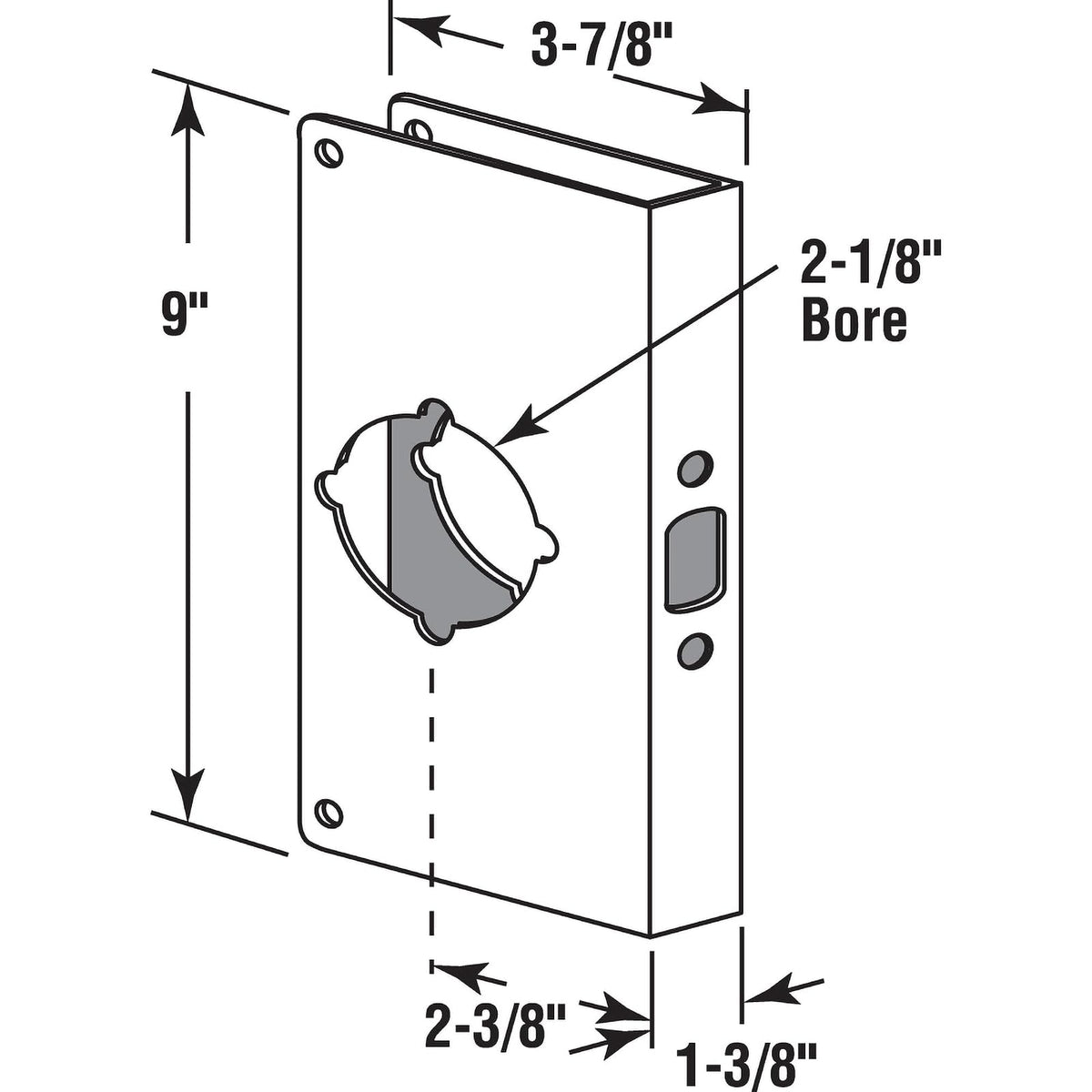 Prime-Line U 9585 Placa De Refuerzo De Puerta Y Cerradura De Acero Inoxidable Para Puertas De 1-3/8 in.