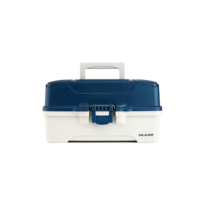 Plano Caja de Aparejos de Pesca con Bandejas y Pestillo de Latón - Azul - Blanco - Tres bandejas - Tres bandejas