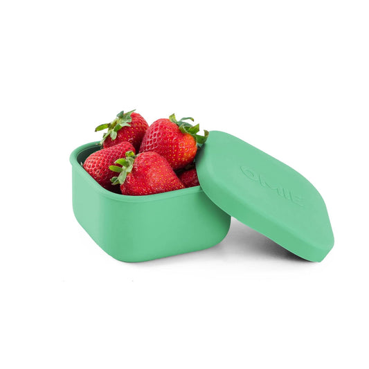 Omielife - Contenedores de silicona a prueba de fugas, contenedores de almacenamiento de alimentos con tapa, contenedor bento para almuerzo escolar, sin BPA, hermético, apto para lavaplatos, Green