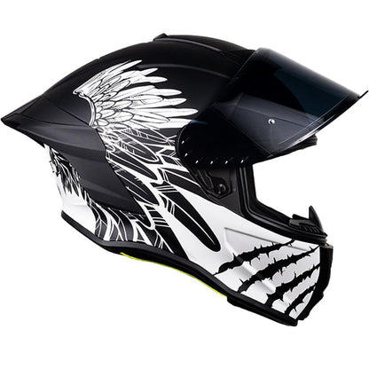 KOV Casco Buster Liberty Negro Mate Integral para Moto Deportivo AERODINAMICO Certificado Dot